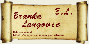 Branka Langović vizit kartica